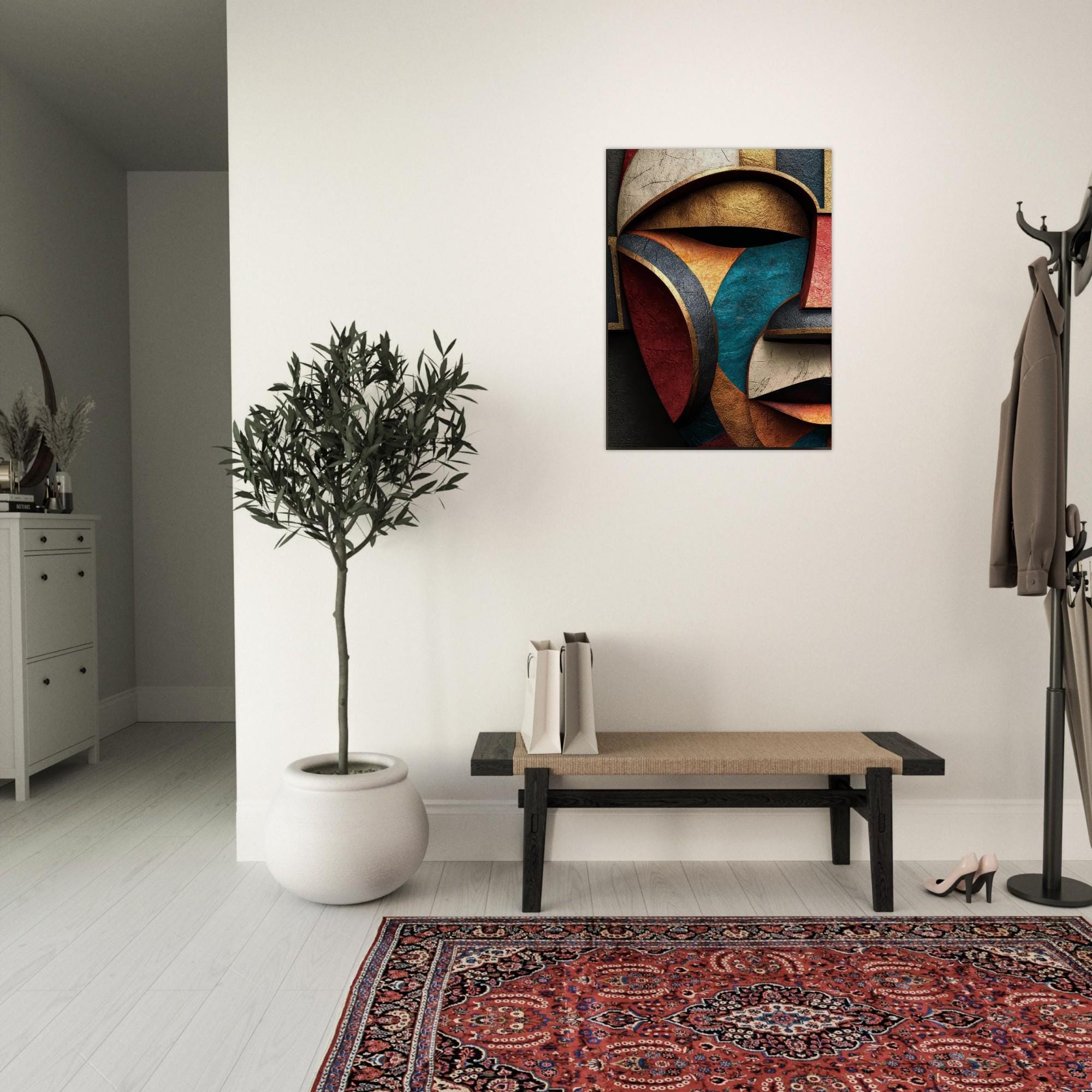 Oro Aye Yoruba Mask Aluminum Print - Modern African Art Wall Decor - Geometric Minimalist Metal Wall Art - Cultural Gift for Home Office