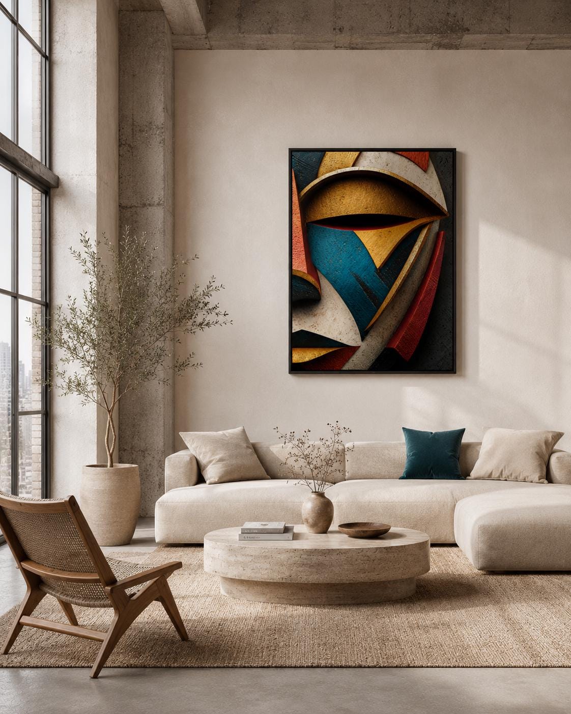 Okan Gold Metal Wall Art, Modern Yoruba Mask Aluminum Print, African Inspired Decor, Contemporary Minimalist Wall Decor, Gold Metal Art