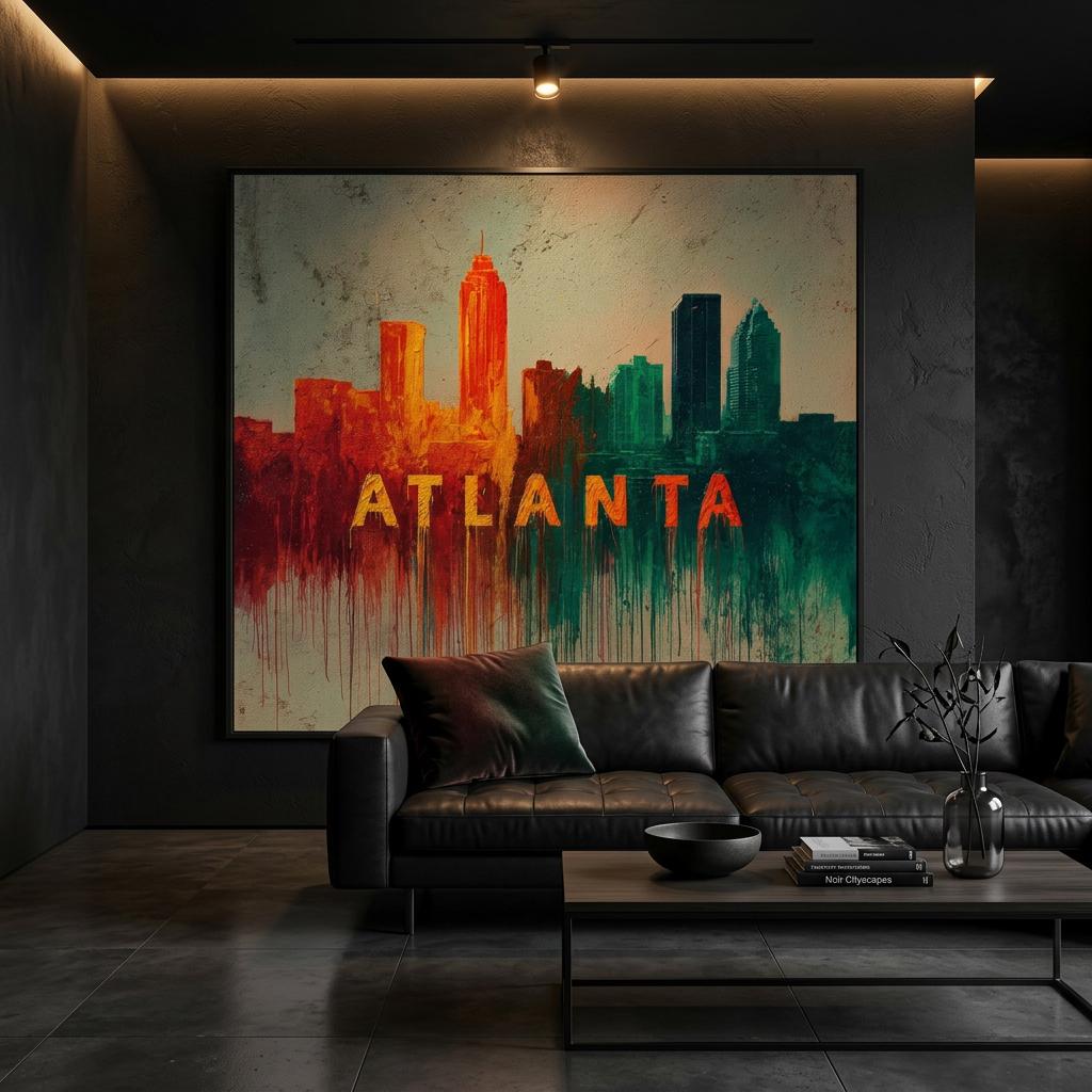 Atlanta Skyline Aluminum Print - Vibrant Textured City Art | Modern Southern Home Decor Gift