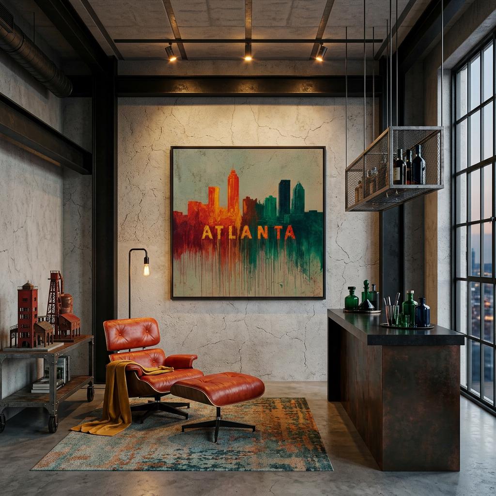 Atlanta Skyline Aluminum Print - Vibrant Textured City Art | Modern Southern Home Decor Gift