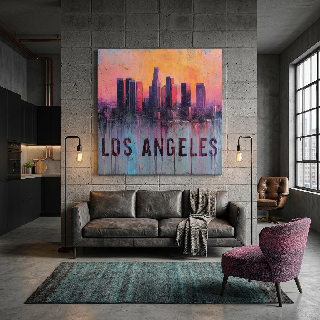 Los Angeles Aluminum Print - Cinematic Cityscape Art - West Coast Glow Wall Decor - Modern Metal Art Gift