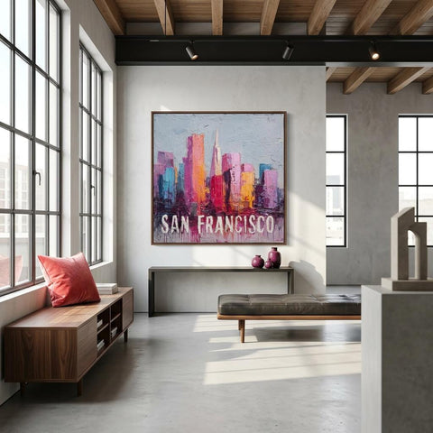 San Francisco Aluminum Print - Textured Cityscape Art Urban Pulse Collection West Coast Vibes, Modern Home Decor Gift