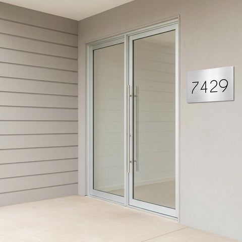 Custom 12x16 Belmont Address Sign | Brushed Aluminum Metal House Numbers Plaque | Modern Outdoor Home Decor | Personalized Gift