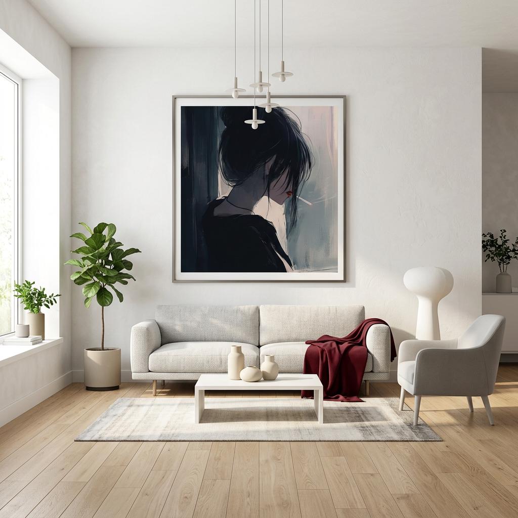 Watching – Cinematic Portrait Aluminum Print | Moody Window‑Light Art | Modern Minimalist Wall Decor