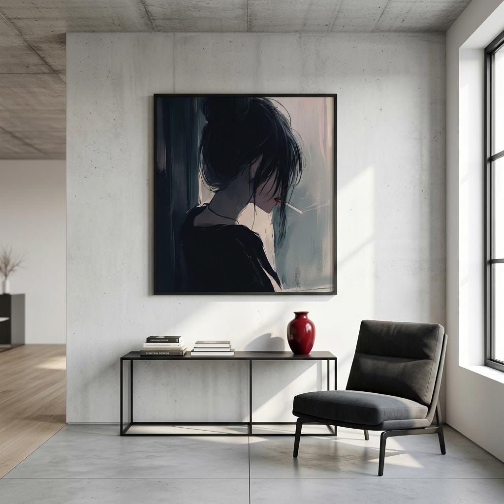 Watching – Cinematic Portrait Aluminum Print | Moody Window‑Light Art | Modern Minimalist Wall Decor
