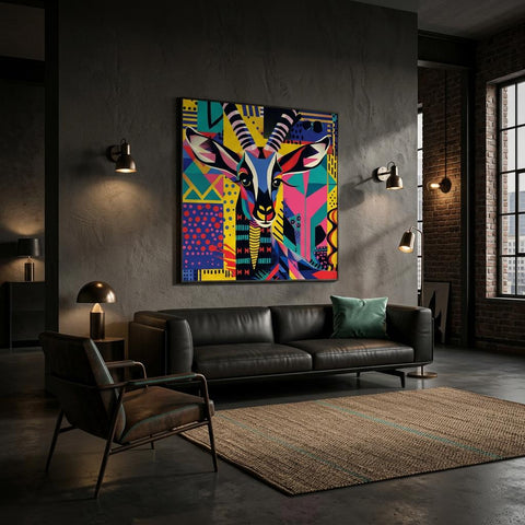 Serengeti Thomson's Gazelle Afro-Pop Art Aluminum Print | Bold Neon Wildlife | Modern African Decor Gift | Unique Wall Art