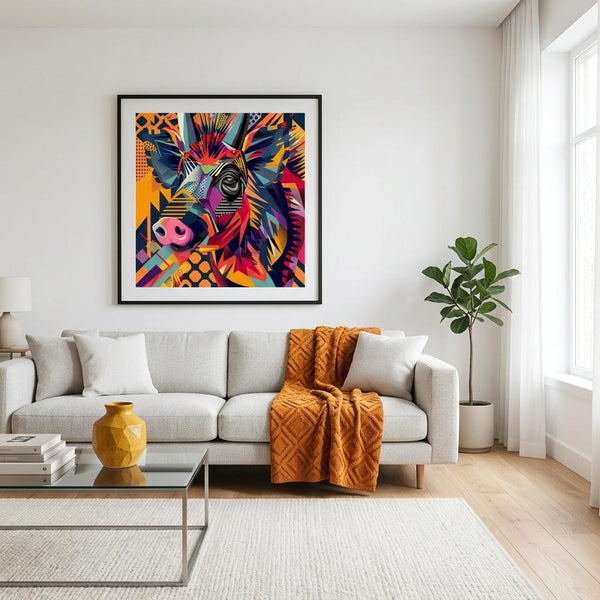 Serengeti Warthog Afro-Pop Art Aluminum Print | Bold Neon Wildlife | Modern African Decor Gift | Unique Metallic Wall Art