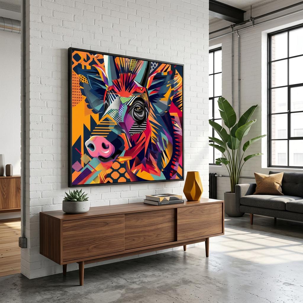 Serengeti Warthog Afro-Pop Art Aluminum Print | Bold Neon Wildlife | Modern African Decor Gift | Unique Metallic Wall Art