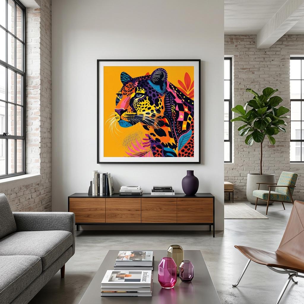 Serengeti Leopard Afro-Pop Art Aluminum Print | Bold Neon Wildlife | Modern African Decor | Unique Wall Art