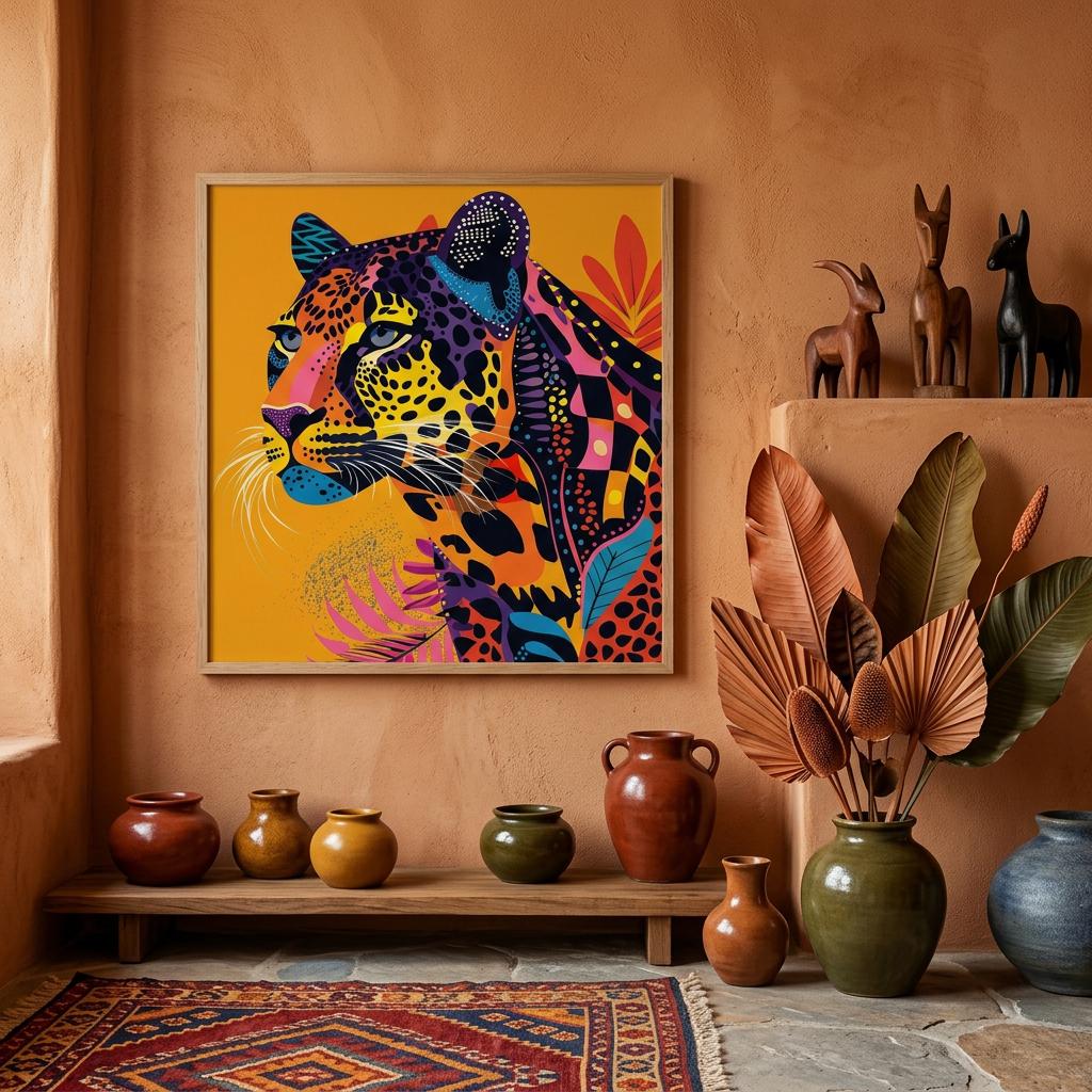 Serengeti Leopard Afro-Pop Art Aluminum Print | Bold Neon Wildlife | Modern African Decor | Unique Wall Art