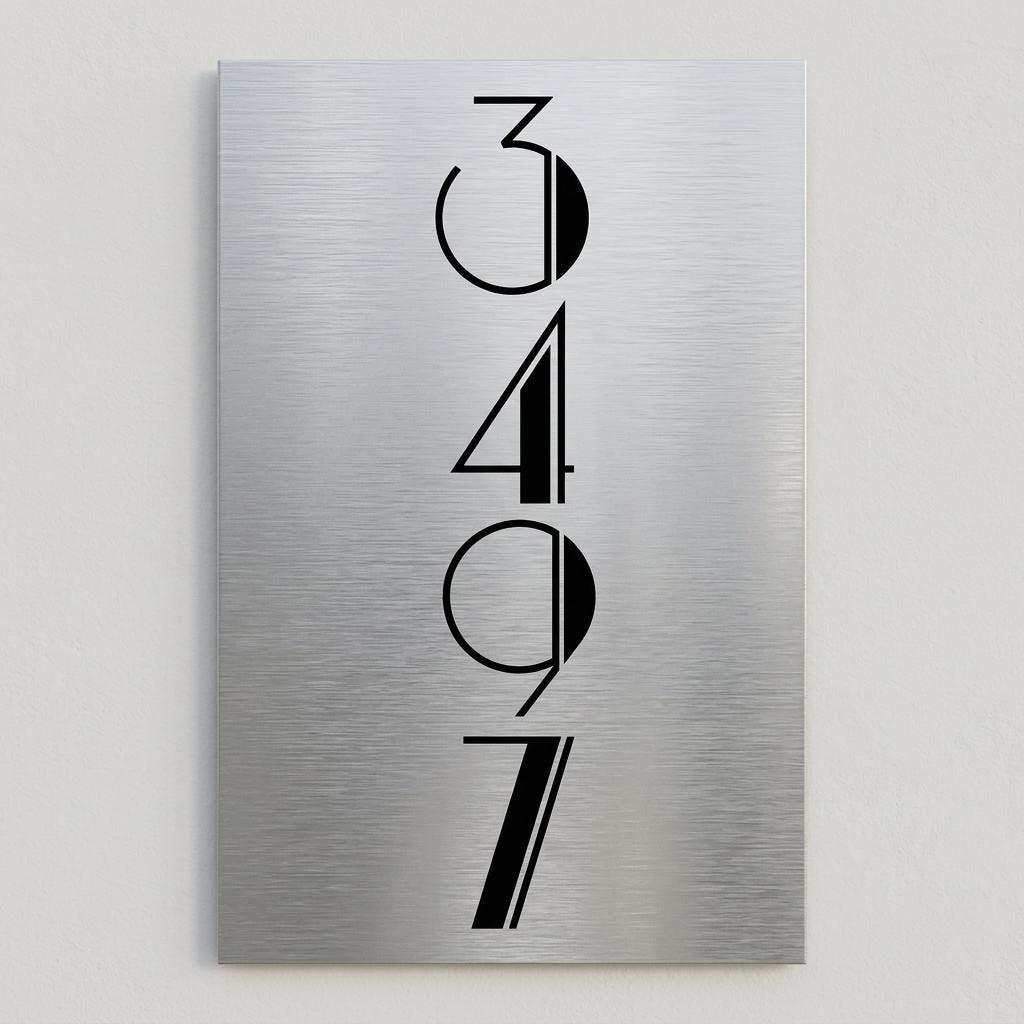 Custom 8x12 Vertical Address Sign | Brushed Aluminum House Number Plaque | Modern Outdoor Home Decor | Personalized Housewarming Gift