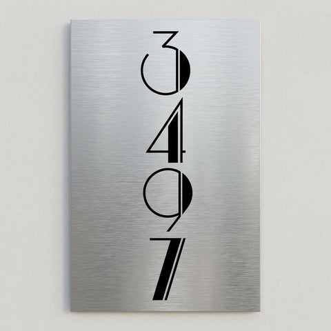 Custom 8x12 Vertical Address Sign | Brushed Aluminum House Number Plaque | Modern Outdoor Home Decor | Personalized Housewarming Gift