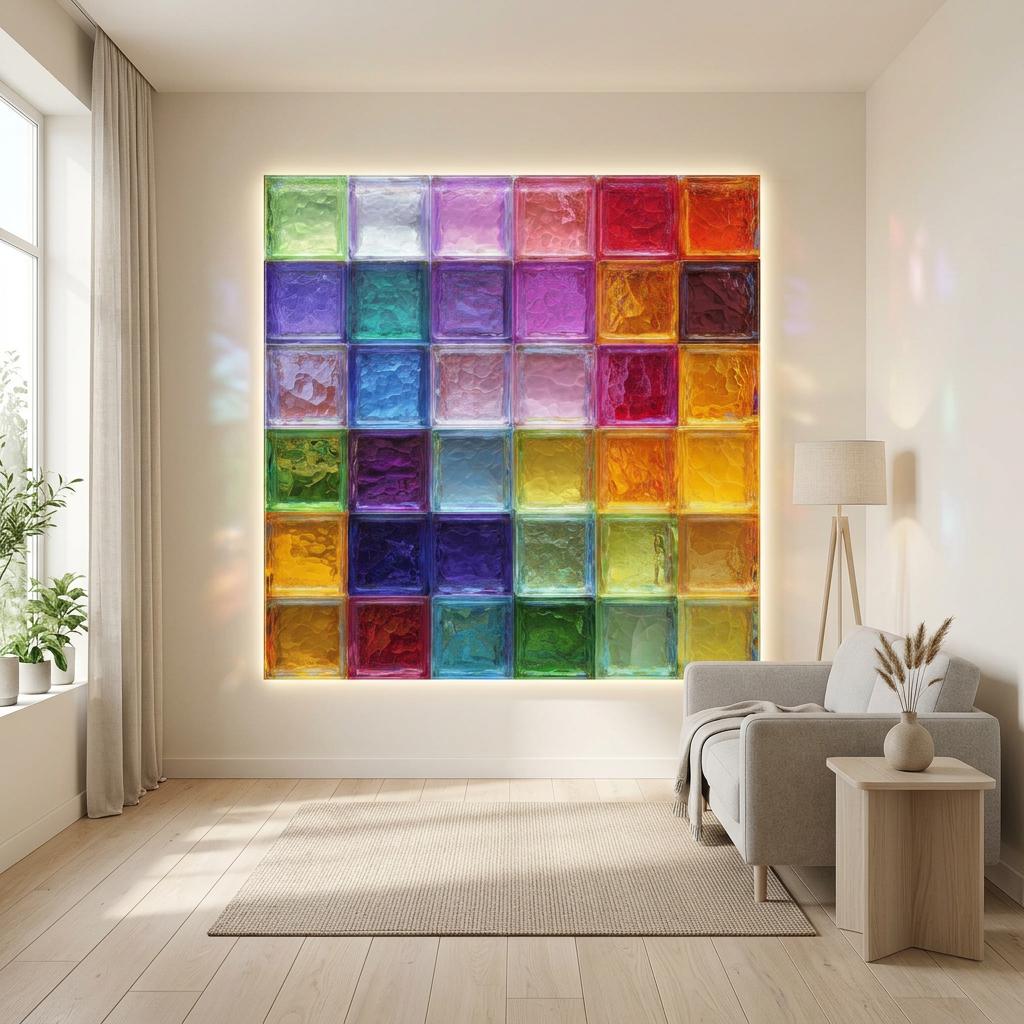 Prism Block Acrylic Print - Modern Geometric Wall Art - Vibrant Mosaic Light Decor - Contemporary Abstract Gift for Home or Office