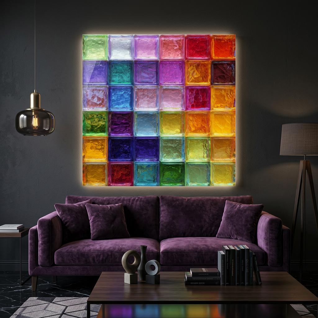 Prism Block Acrylic Print - Modern Geometric Wall Art - Vibrant Mosaic Light Decor - Contemporary Abstract Gift for Home or Office