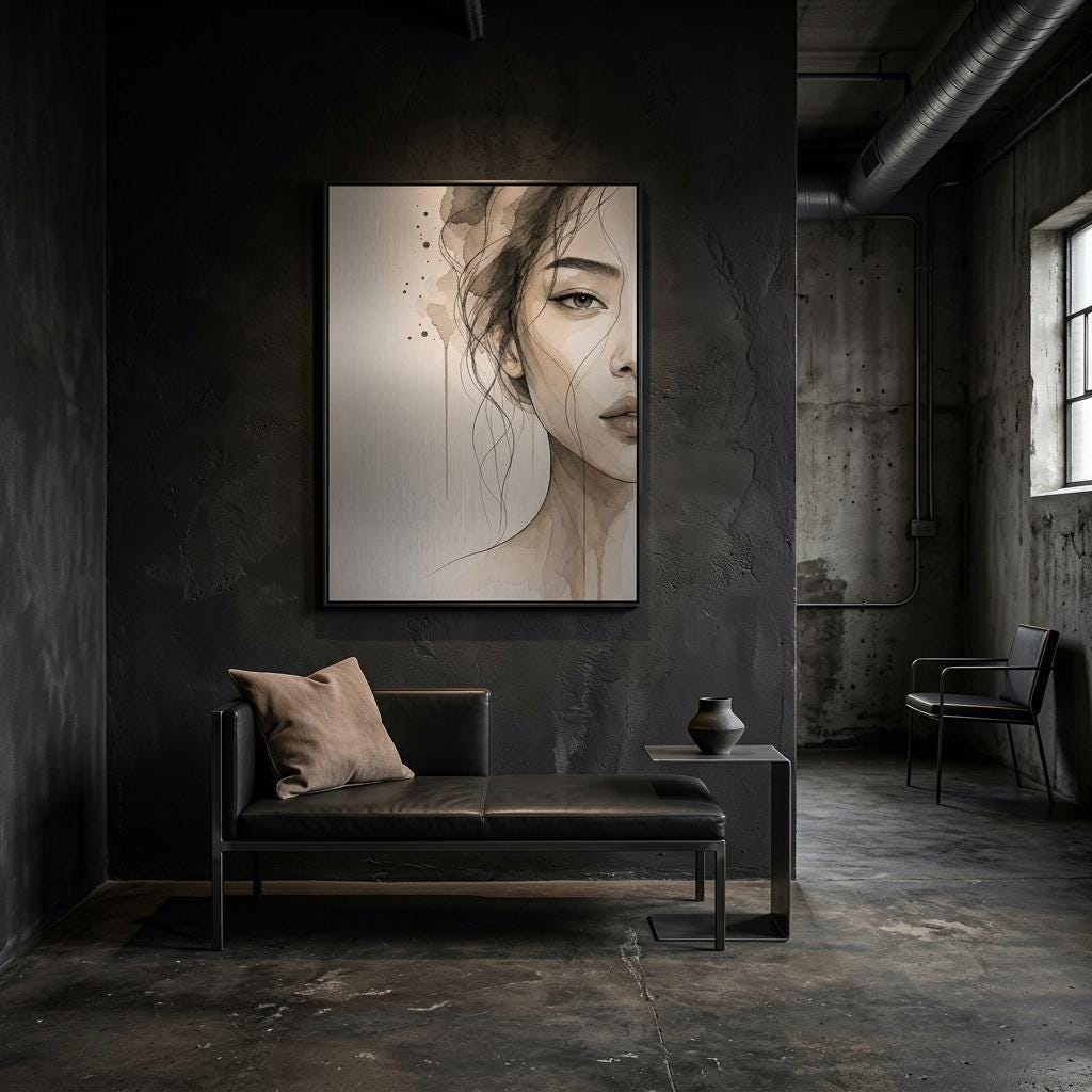 Silk Lotus - Aluminum Print | Woman Portrait Wall Art | Modern Metallic Home Decor | Serene & Strong Gift Idea