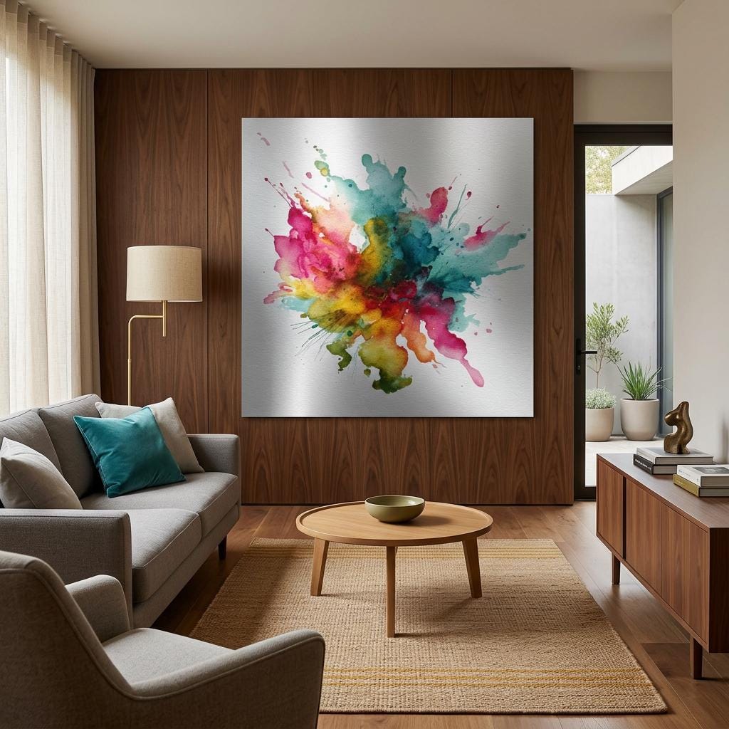 Chromatic Burst Abstract Aluminum Print | High-Impact Modern Art | Vivid Energy Statement Piece | Wall Decor Gift