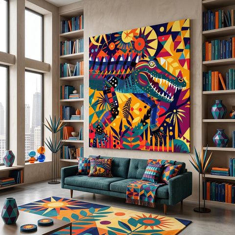 Serengeti Crocodile Afro-Pop Art Aluminum Print | Bold Neon Wildlife | Modern African Decor Gift | Unique Textured Metal Art