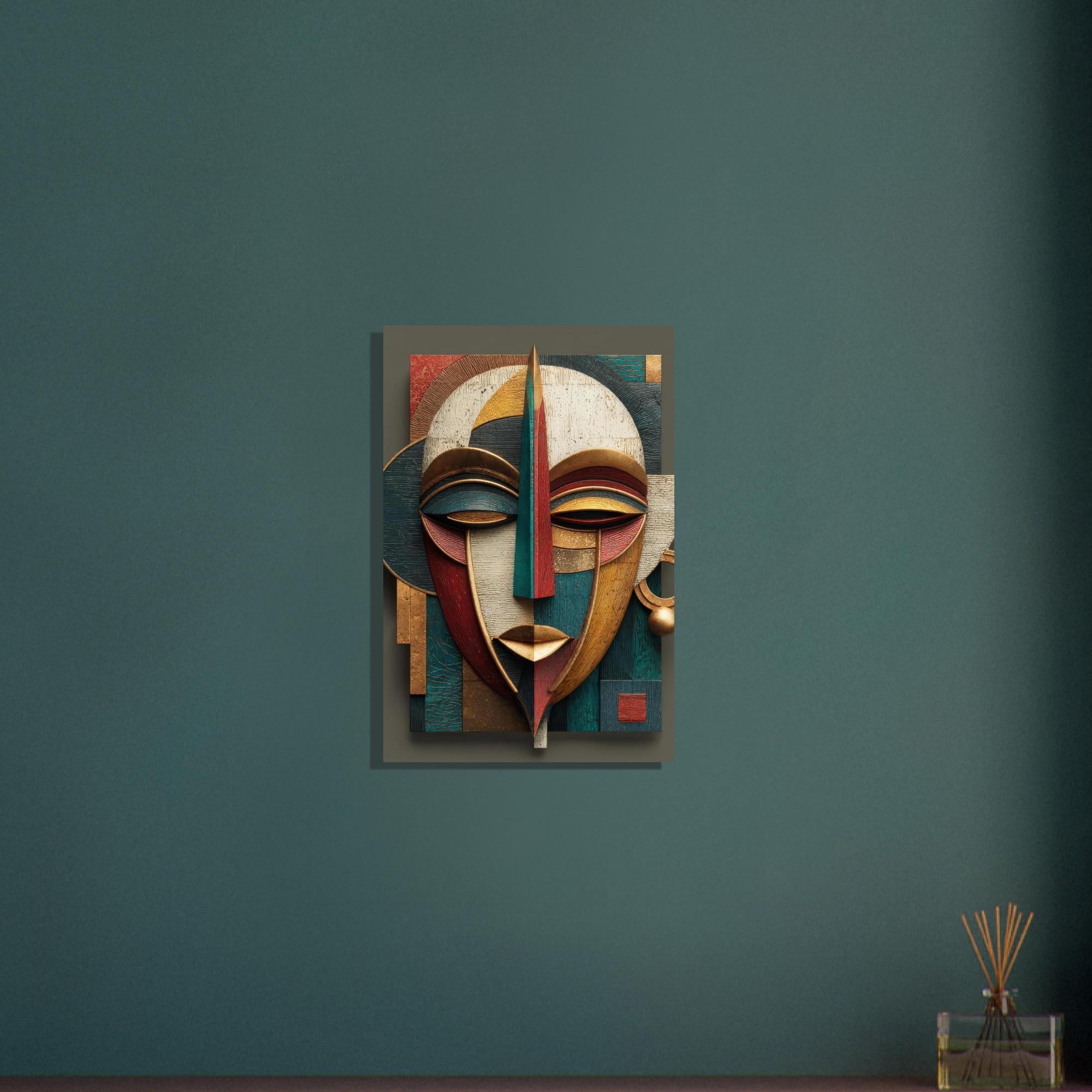 Ayo Rise Yoruba Mask Art Print – Modern African Wall Decor – Minimalist Joyful Home Artwork – Abstract Afro-Cubist Poster