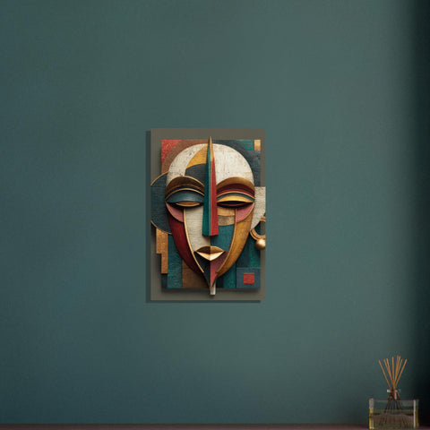 Ayo Rise Yoruba Mask Art Print – Modern African Wall Decor – Minimalist Joyful Home Artwork – Abstract Afro-Cubist Poster
