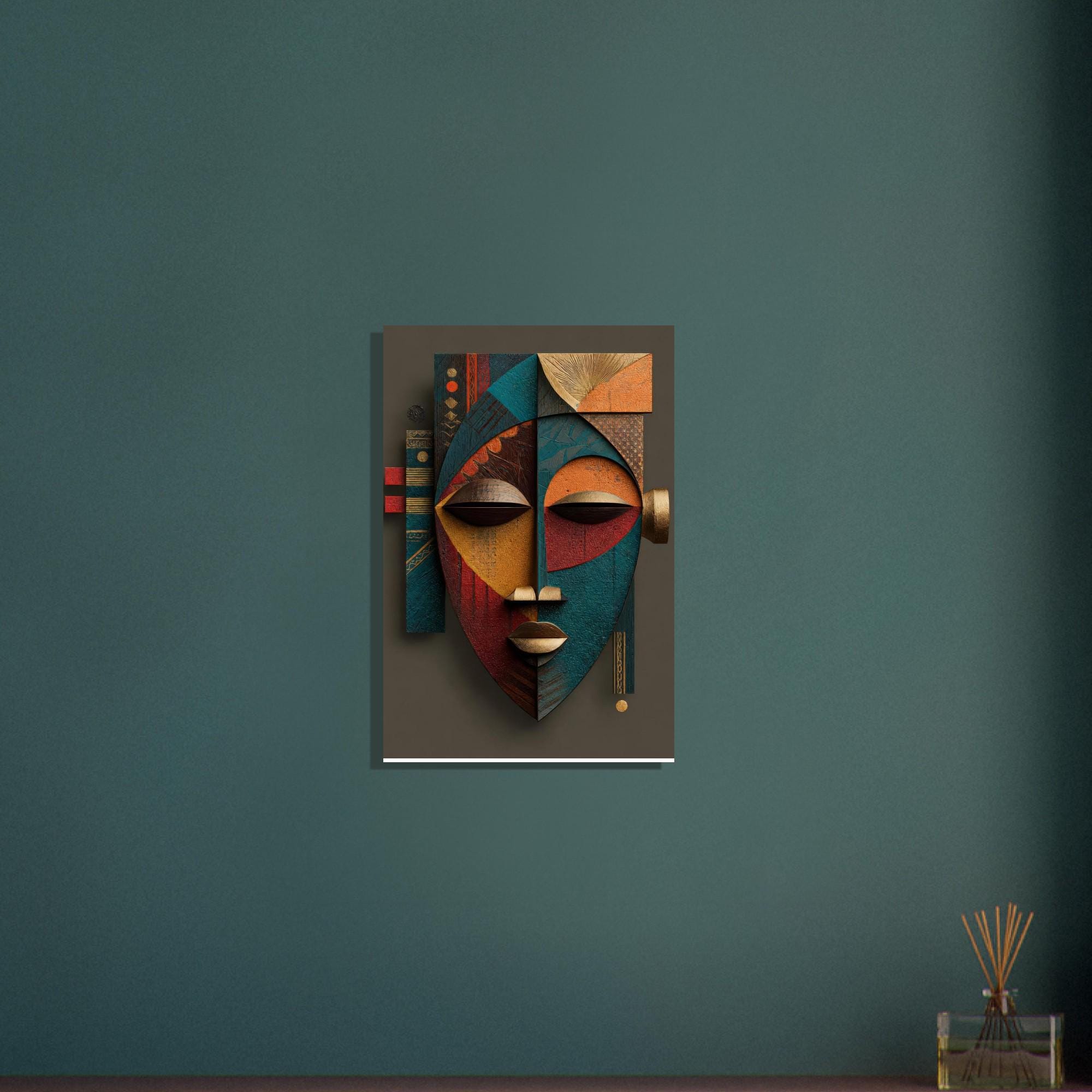Etu Spirit Yoruba Mask Art Print | Modern Abstract African Wall Decor | Contemporary Spiritual Afro-Cubist Home Artwork | Cultural Wall Art