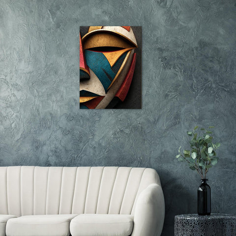 Okan Gold Poster - African Yoruba Mask Wall Art, Geometric Metallic Print, Compassion Resilience Decor, Modern Ethnic Home Wall Decor