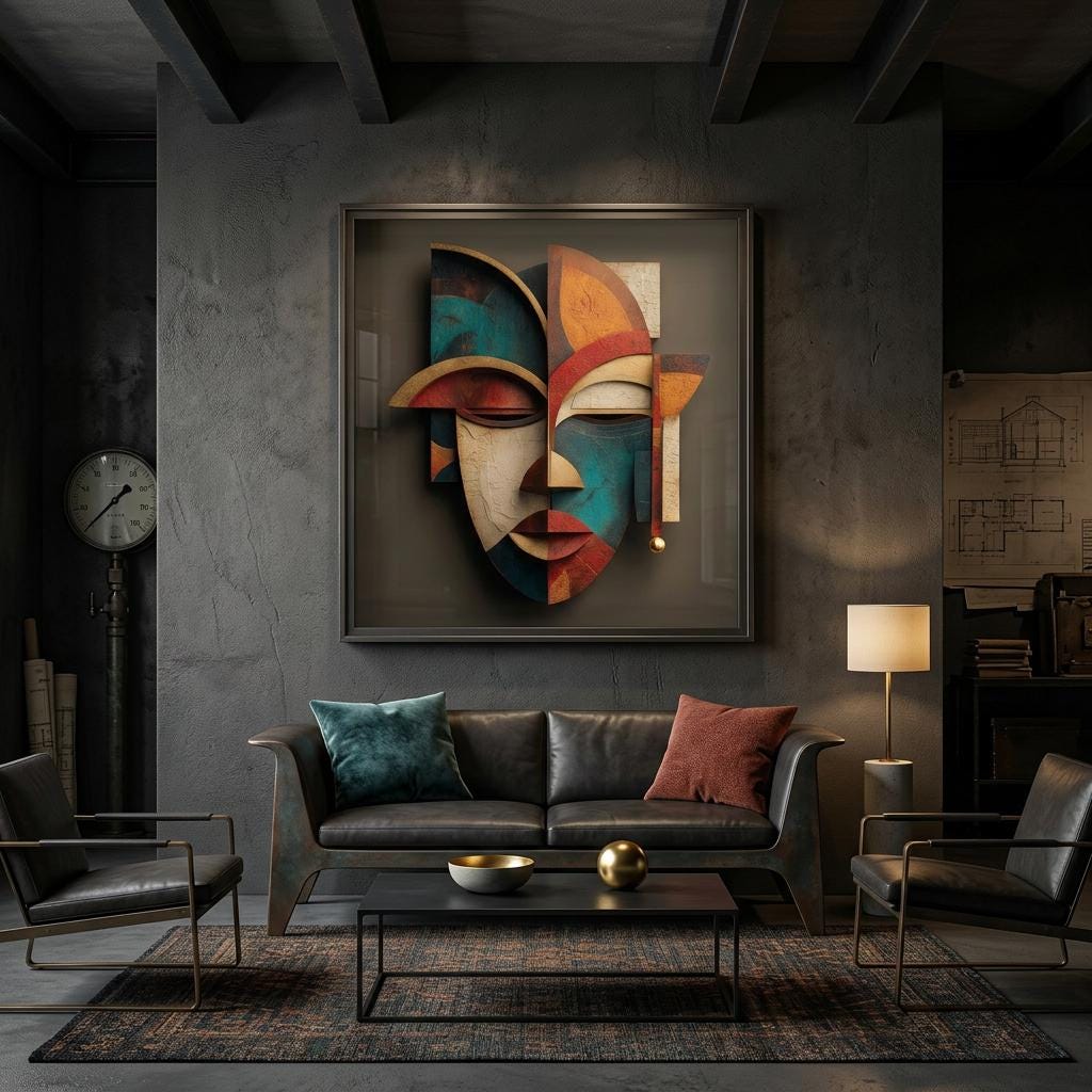 Oba Muse Yoruba Mask Art Print | Modern Royal African Wall Decor | Abstract African American Art | Minimalist Cultural Home Decor Gift