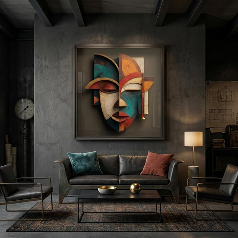Oba Muse Yoruba Mask Art Print | Modern Royal African Wall Decor | Abstract African American Art | Minimalist Cultural Home Decor Gift