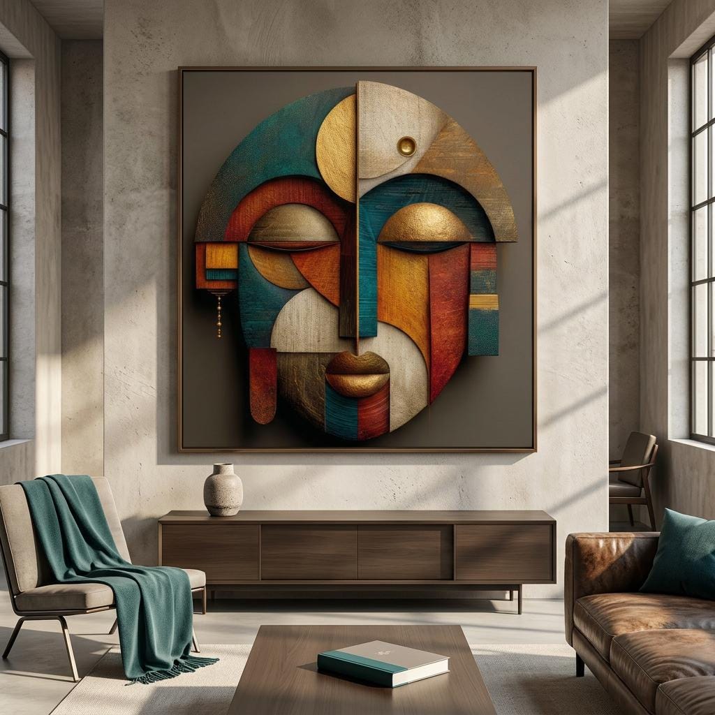 Abeni Form Yoruba Art Print - Modern Geometric African Wall Decor - Minimalist Afro-Cubist Poster - Cultural Home Artwork
