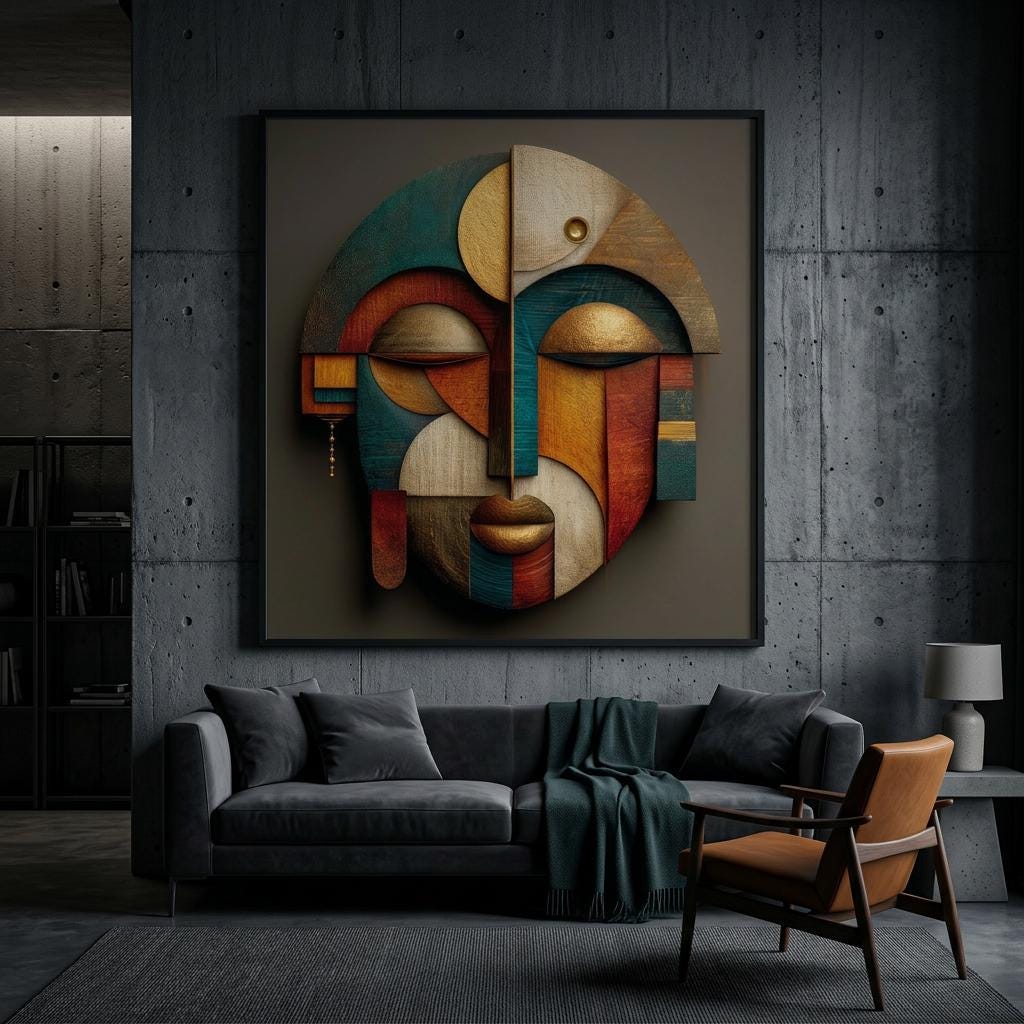 Abeni Form Yoruba Art Print - Modern Geometric African Wall Decor - Minimalist Afro-Cubist Poster - Cultural Home Artwork