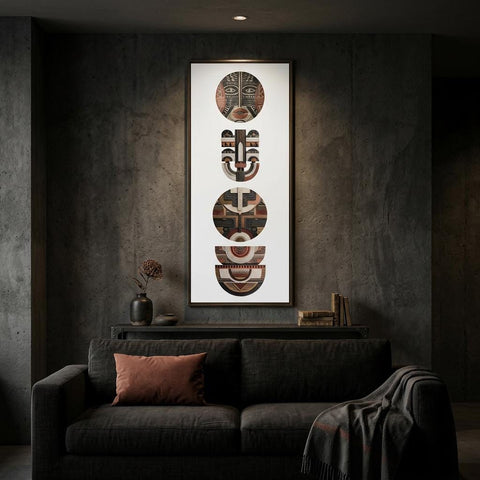 Yoruba Shield II Art Print - Modern African Wall Art, Terracotta Geometric Poster, Heritage Inspired Minimalist Decor, Ethnic Home Decor
