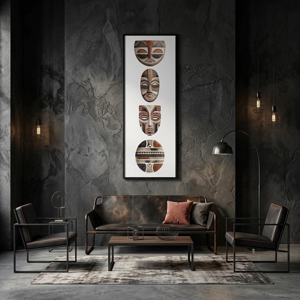 Yoruba Shield III Poster - Modern Geometric African Art Print, Minimalist Heritage Wall Decor, Cultural Wall Art, Home Office Decor