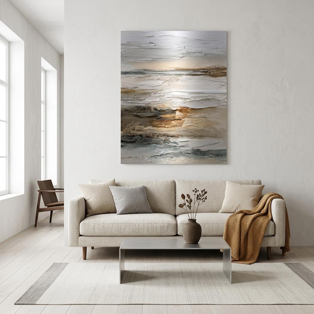 Bluffside - Clash of Echoes - Textured Illusion Abstracts Aluminum Print | Coastal Modern Art | Unique Wall Decor Gift