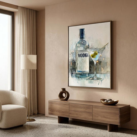 Vodka Chill - A Spirited Collection Brushed Aluminum Art Print - Modern Bar Cart Decor, Watercolor Style, Unique Metallic Wall Art Gift