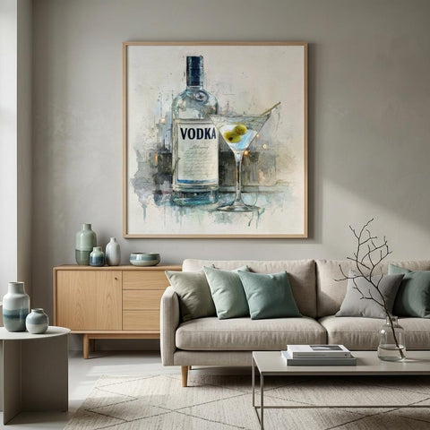Vodka Chill - A Spirited Collection Brushed Aluminum Art Print - Modern Bar Cart Decor, Watercolor Style, Unique Metallic Wall Art Gift