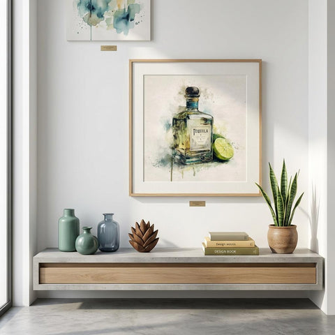 Tequila & Lime - A Spirited Collection Brushed Aluminum Art Print | Modern Bar Decor | Watercolor Cocktail Art | Unique Home Gift