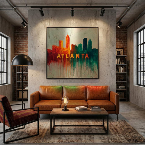 Atlanta Skyline Aluminum Print - Vibrant Textured City Art | Modern Southern Home Decor Gift