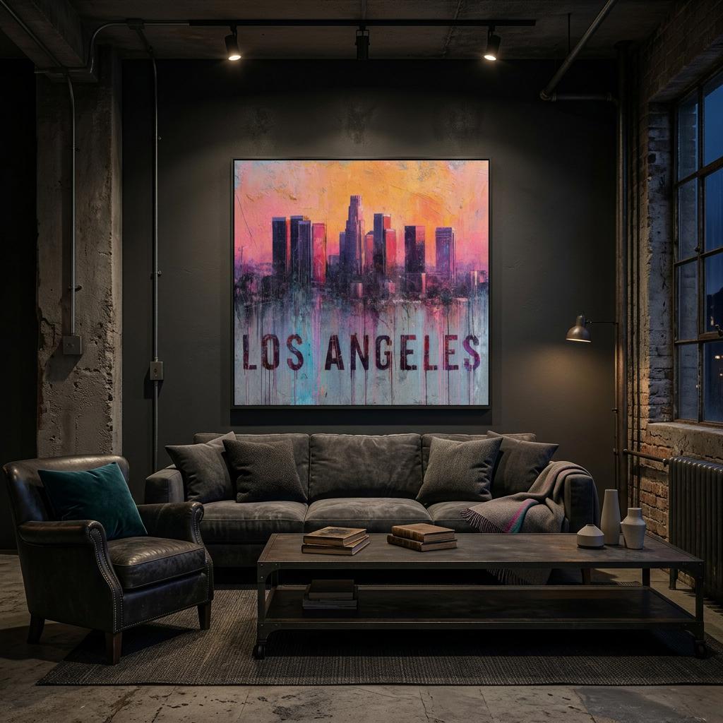 Los Angeles Aluminum Print - Cinematic Cityscape Art - West Coast Glow Wall Decor - Modern Metal Art Gift