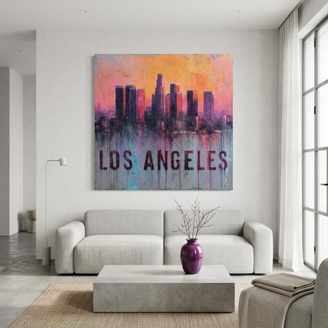 Los Angeles Aluminum Print - Cinematic Cityscape Art - West Coast Glow Wall Decor - Modern Metal Art Gift