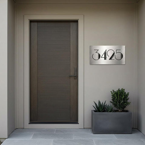 Custom 8x12 Brighton Brushed Aluminum House Number Sign – Modern Architectural Address Plaque
