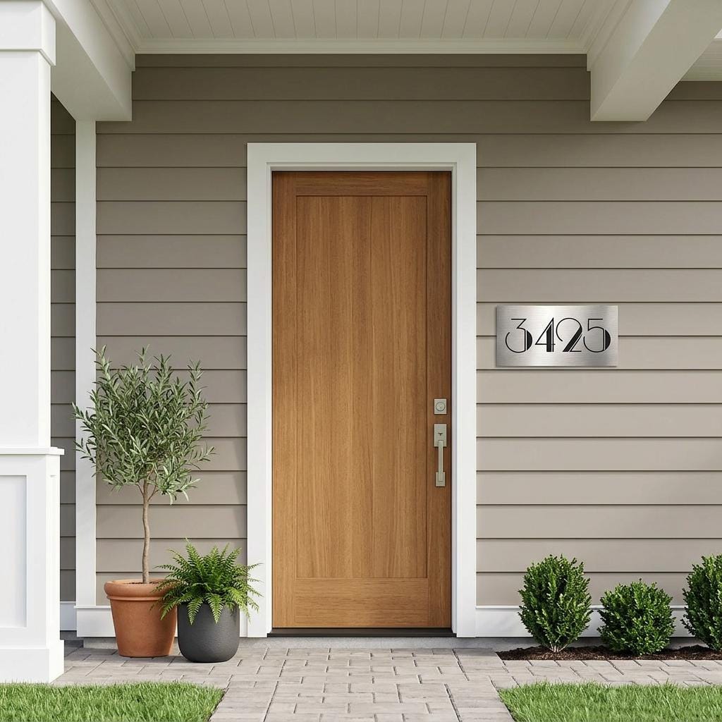 Custom 8x12 Brighton Brushed Aluminum House Number Sign – Modern Architectural Address Plaque