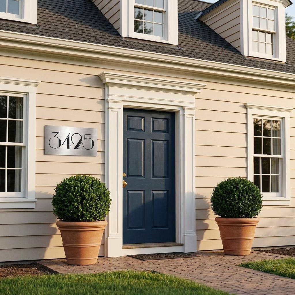 Custom 8x12 Brighton Brushed Aluminum House Number Sign – Modern Architectural Address Plaque