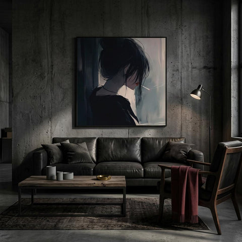 Watching – Cinematic Portrait Aluminum Print | Moody Window‑Light Art | Modern Minimalist Wall Decor