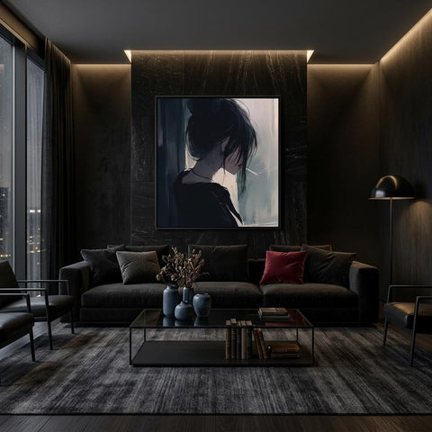 Watching – Cinematic Portrait Aluminum Print | Moody Window‑Light Art | Modern Minimalist Wall Decor