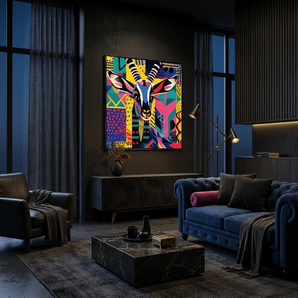 Serengeti Thomson's Gazelle Afro-Pop Art Aluminum Print | Bold Neon Wildlife | Modern African Decor Gift | Unique Wall Art