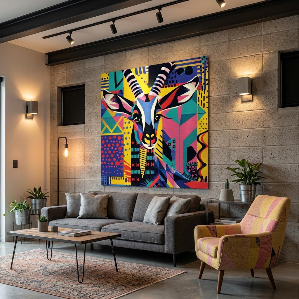 Serengeti Thomson's Gazelle Afro-Pop Art Aluminum Print | Bold Neon Wildlife | Modern African Decor Gift | Unique Wall Art