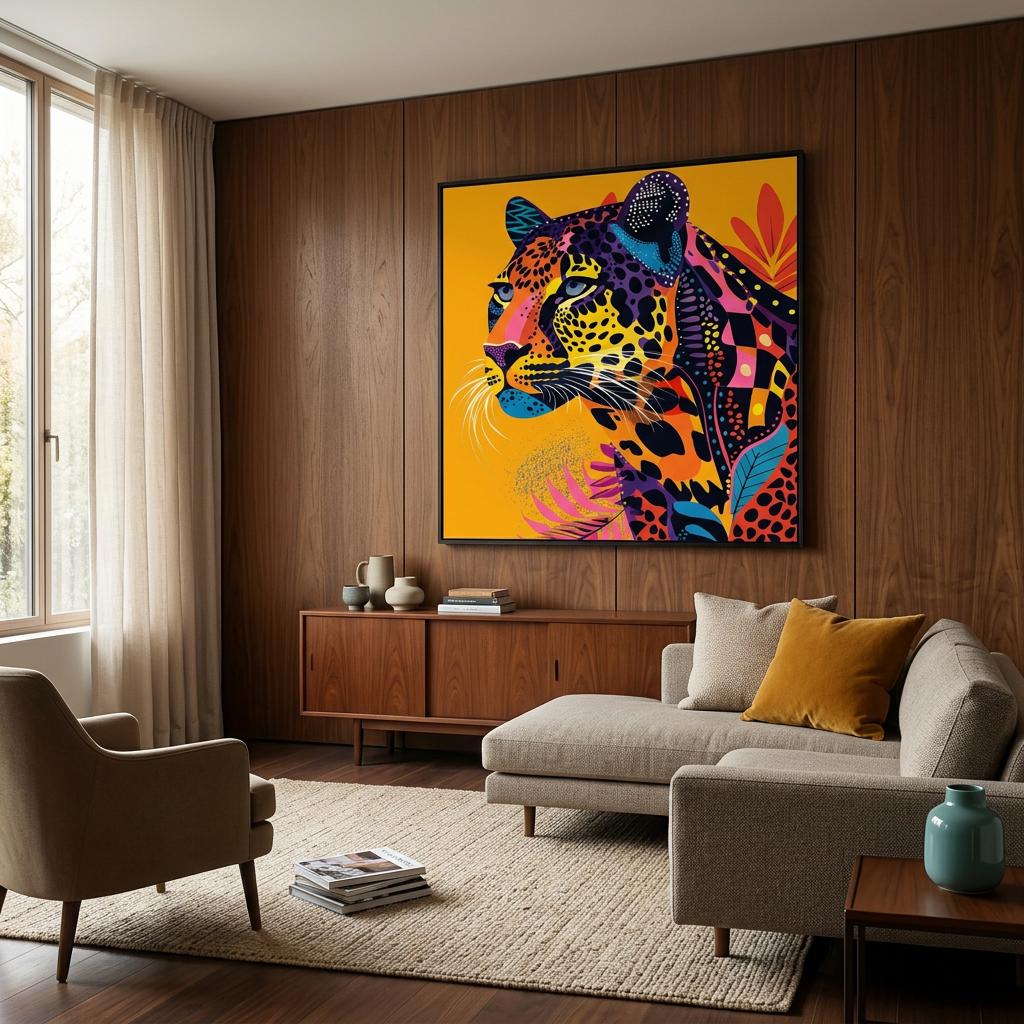 Serengeti Leopard Afro-Pop Art Aluminum Print | Bold Neon Wildlife | Modern African Decor | Unique Wall Art