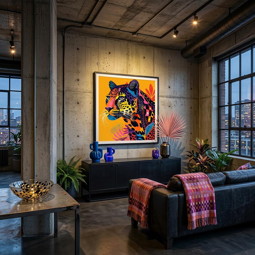 Serengeti Leopard Afro-Pop Art Aluminum Print | Bold Neon Wildlife | Modern African Decor | Unique Wall Art