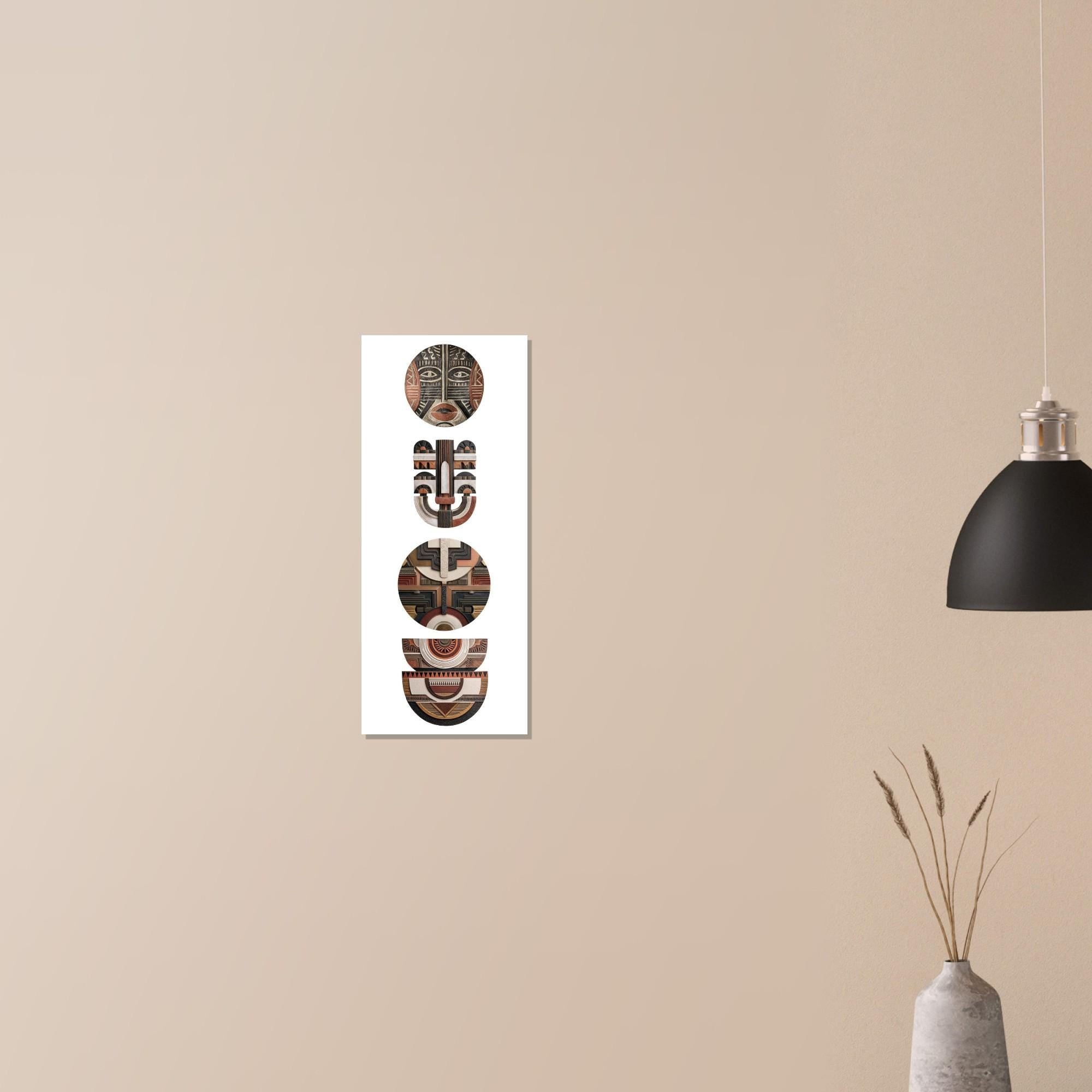 Yoruba Shield II Art Print - Modern African Wall Art, Terracotta Geometric Poster, Heritage Inspired Minimalist Decor, Ethnic Home Decor