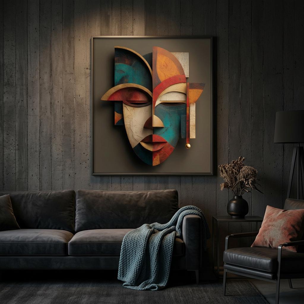 Oba Muse Yoruba Mask Art Print | Modern Royal African Wall Decor | Abstract African American Art | Minimalist Cultural Home Decor Gift