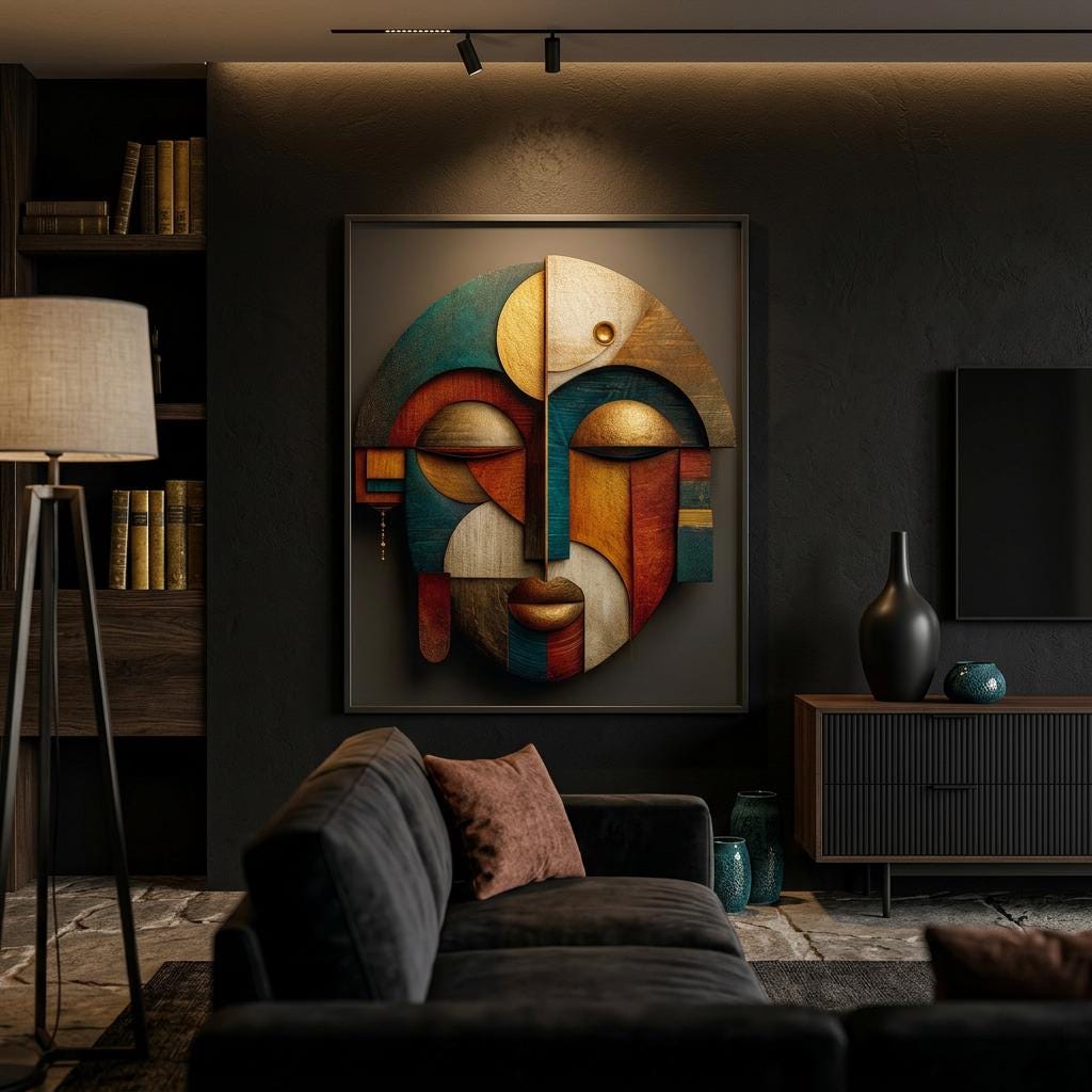 Abeni Form Yoruba Art Print - Modern Geometric African Wall Decor - Minimalist Afro-Cubist Poster - Cultural Home Artwork